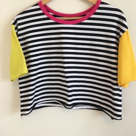 Cropped | cropped top color block shirt - Picture 8 of 8